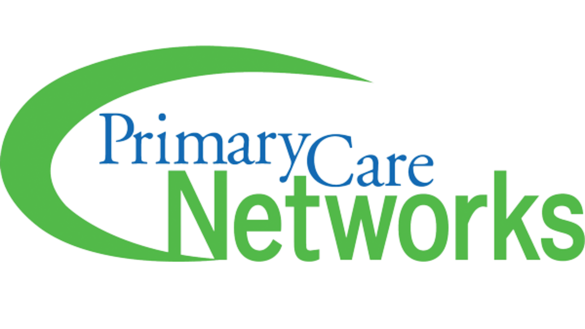 Green and blue text, representing the logo for Primary Care Networks